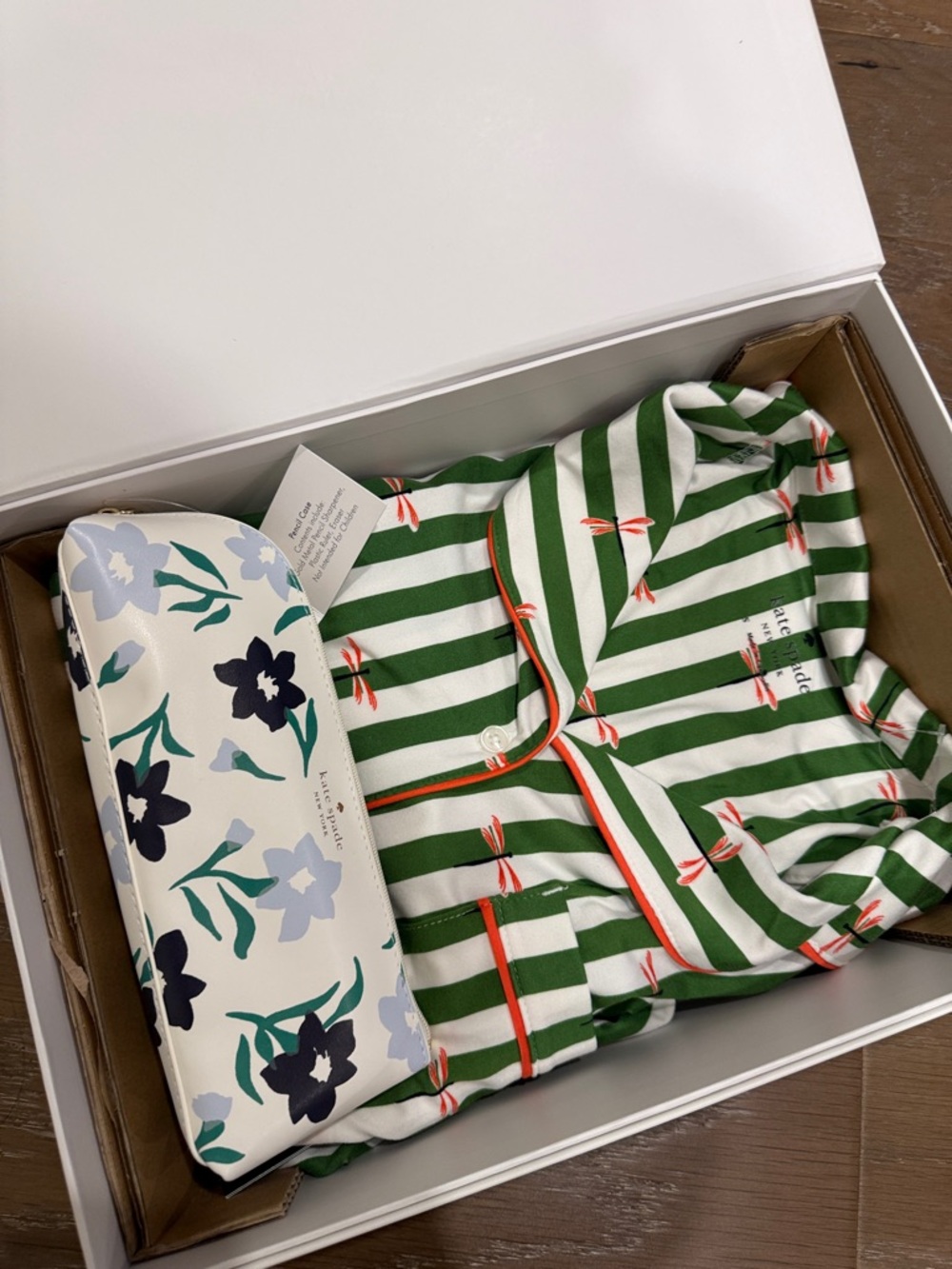 kate spade Green, White & Pink Striped Short-Sleeve Pajama Gift Set - Picture 6 of 8